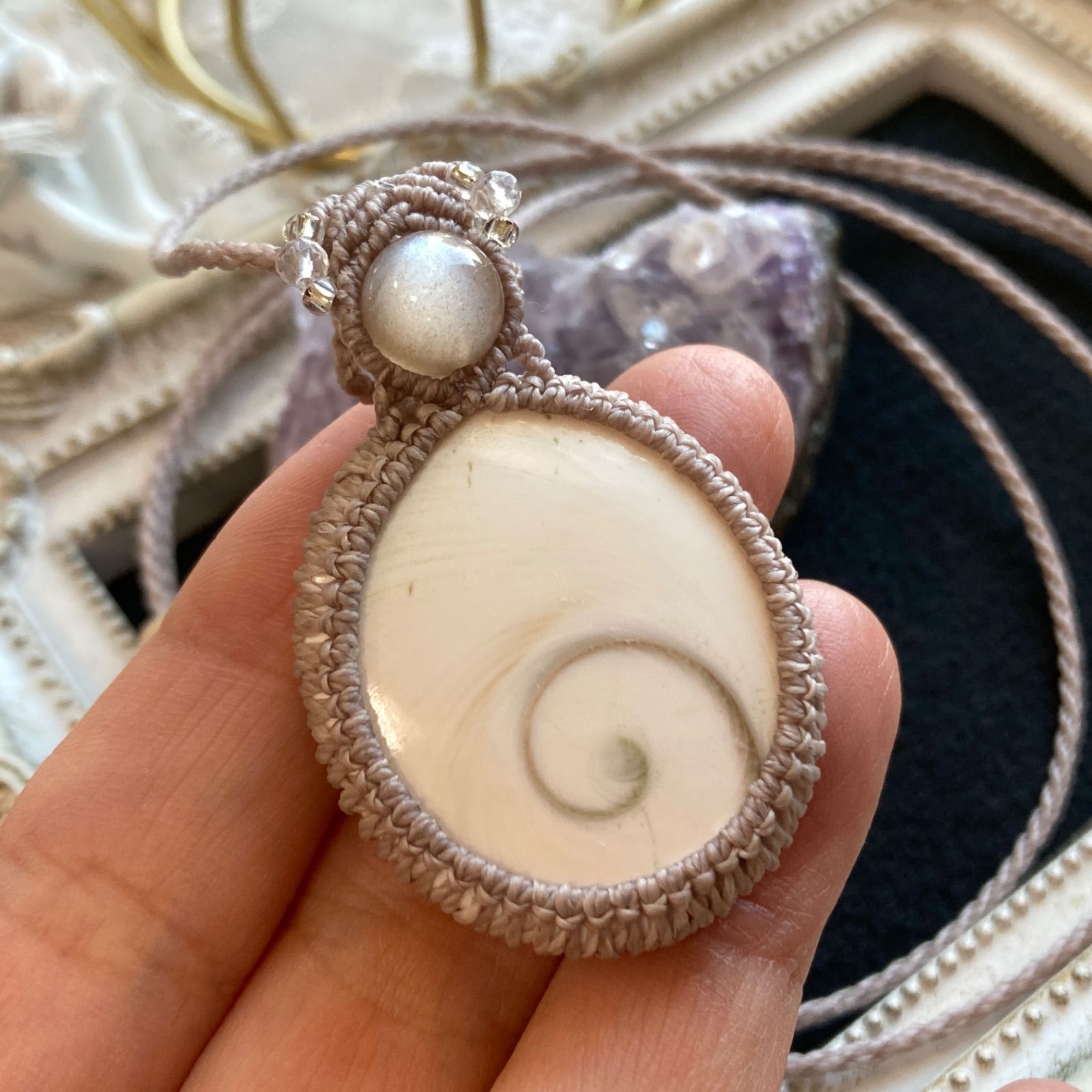  シヴァアイ シバアイ 天然石マクラメ編みネックレス リバーシブル ネックレス ペンダント アクセサリー