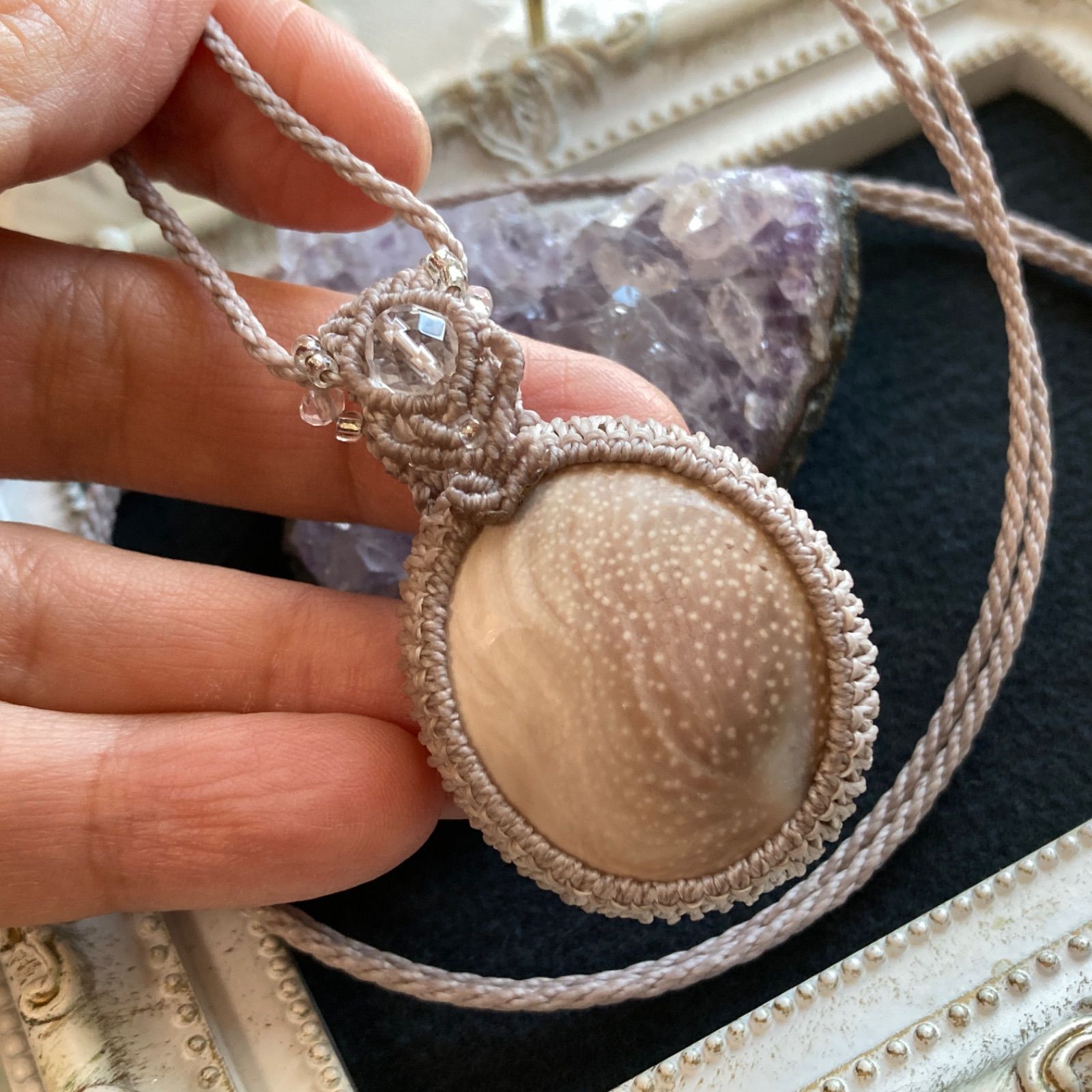 天然石マクラメ編みネックレス