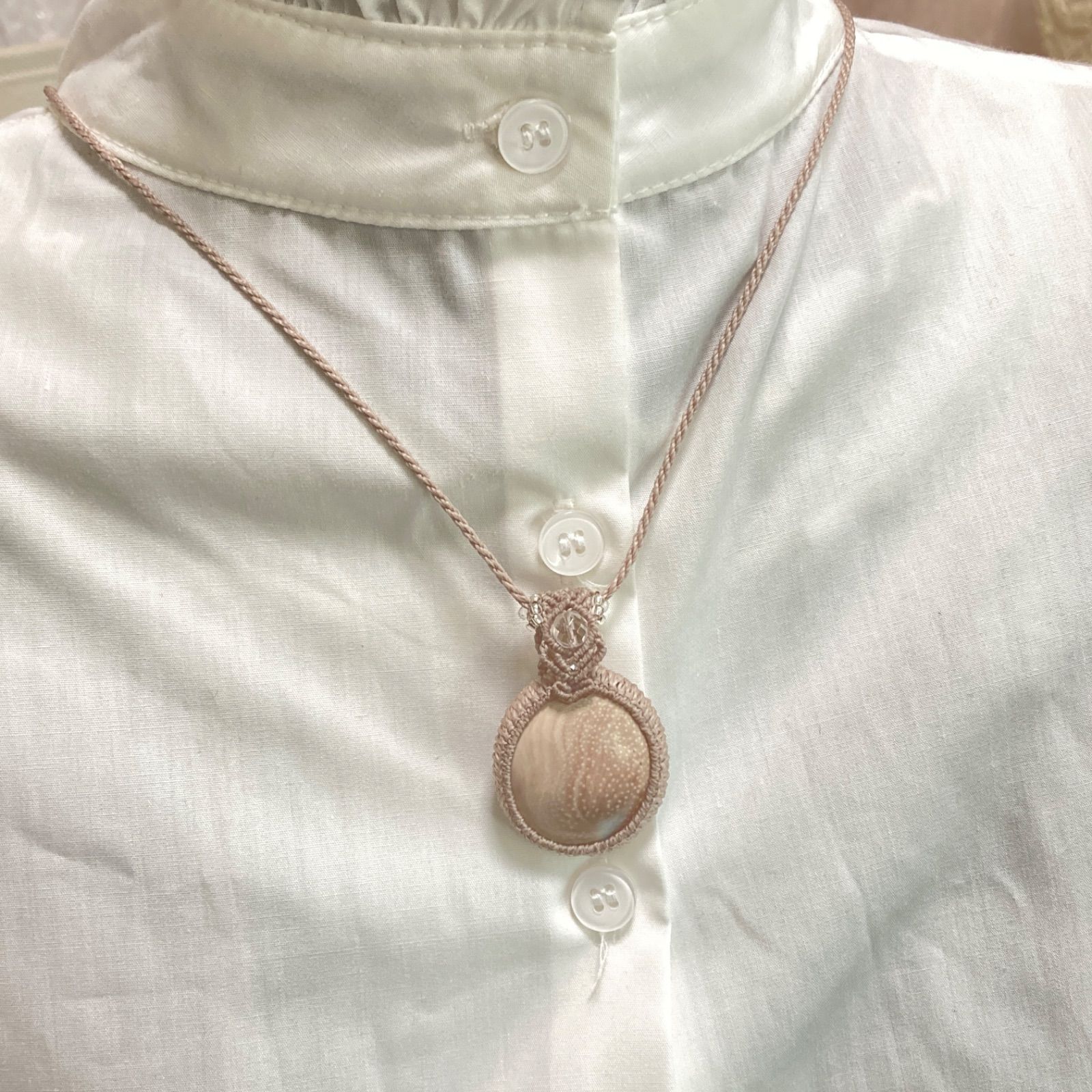 天然石マクラメ編みネックレス