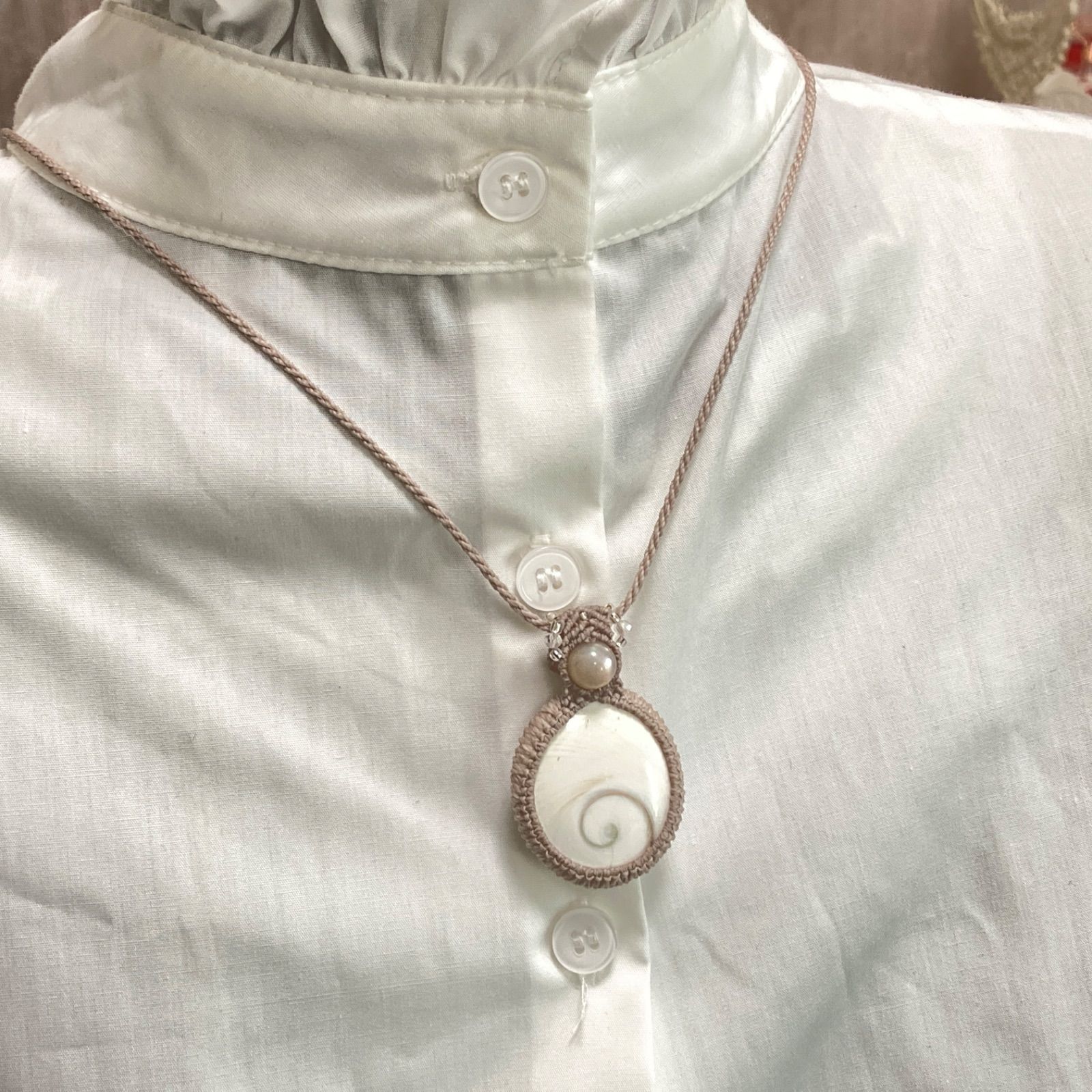 シバアイ 天然石マクラメ編みネックレス