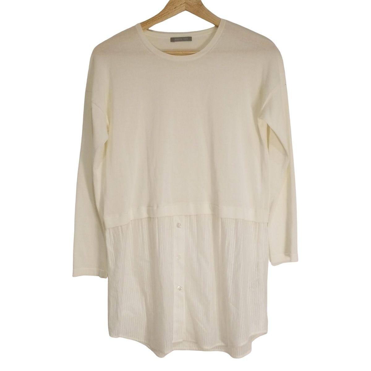 theory luxe セオリーリュクス チュニック サイズ38 M レディース アイボリー 白 クルーネック 長袖 ニット シースルー ストライプ