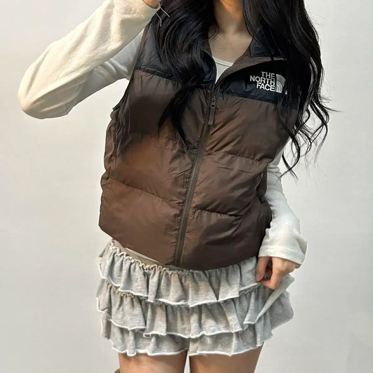 THE NORTH FACE ザノースフェイス ジュン新モデル チョコブラウン ピンター 깔 ダウン BEST ベスト M