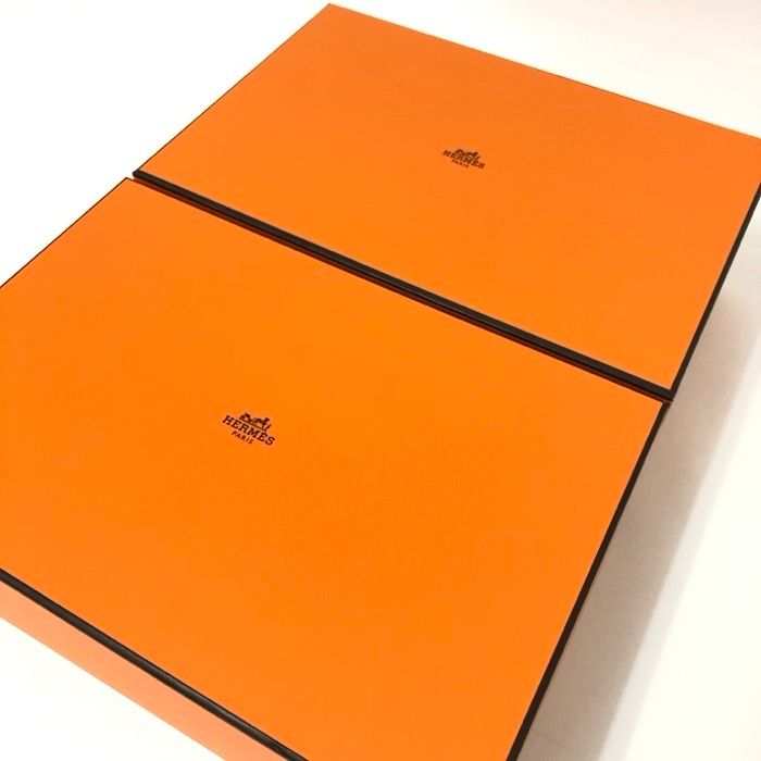 HERMES エルメス 空箱 靴箱 シューズ袋(2足分) ショッパー リボン 各2