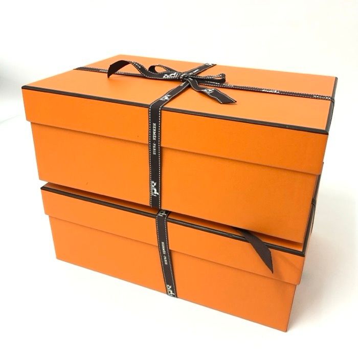 エルメス靴空箱空き箱シューズ袋付きまとめ売りセット HERMES エルメス 空箱 靴箱 シューズ袋(2足分) ショッパー リボン 各2
