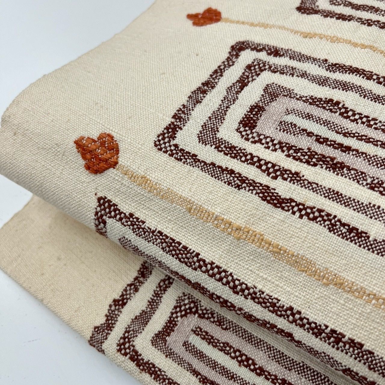 名古屋帯 真綿紬 幾何学模様に花 八寸 正絹 MA-2335 - メルカリ