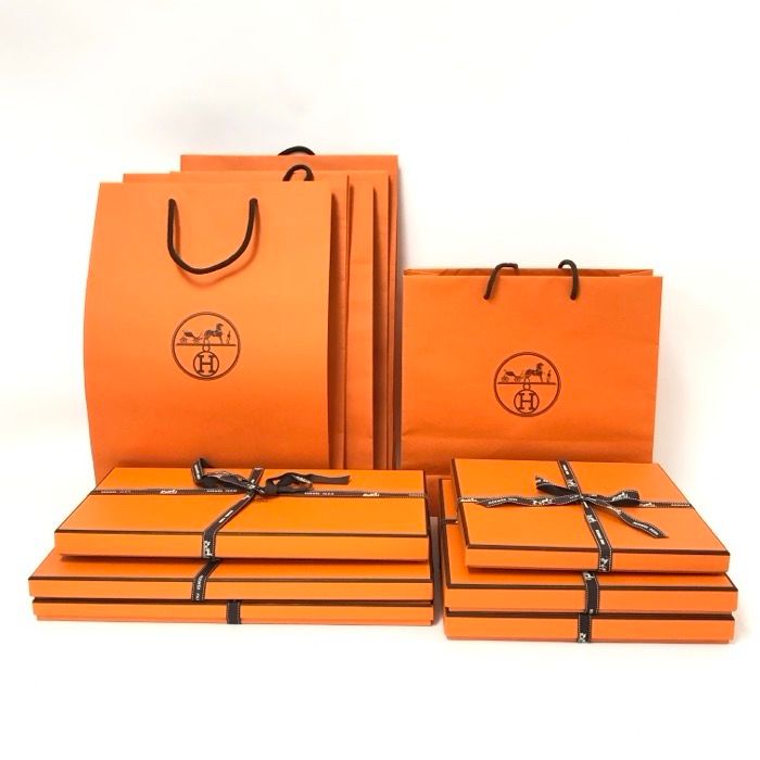 HERMES エルメス 空箱 ショッパー リボン セット HERMES エルメス 空箱 スカーフ ショッパー リボン 各6点セット 113〇