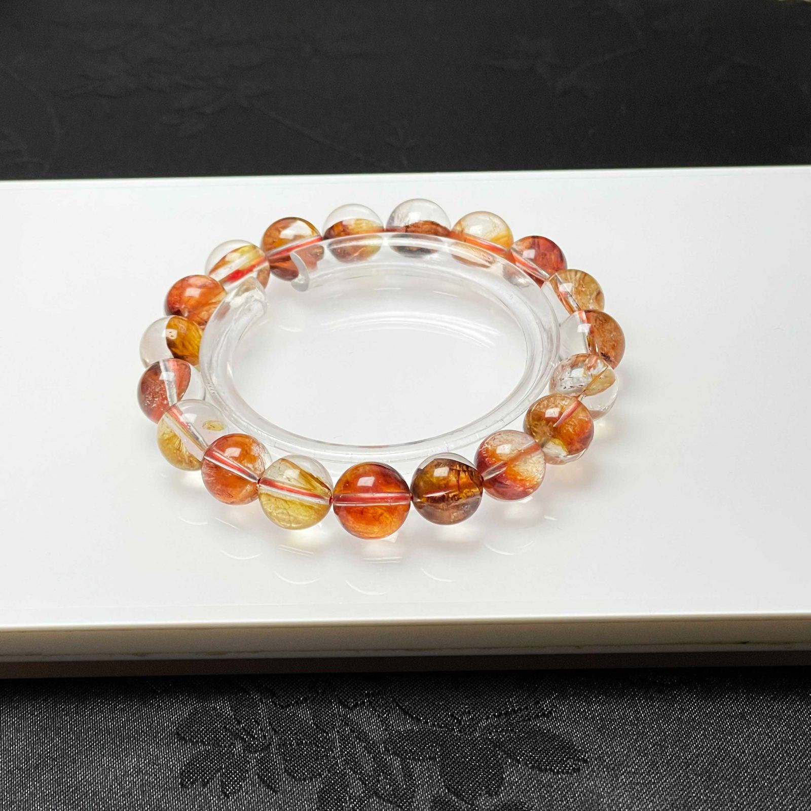 天然水晶 50 Aオーロラクォーツ パワーストーン ブレスレット 天然石 原石 お守り 9.8-10.5 mm ZB 9852