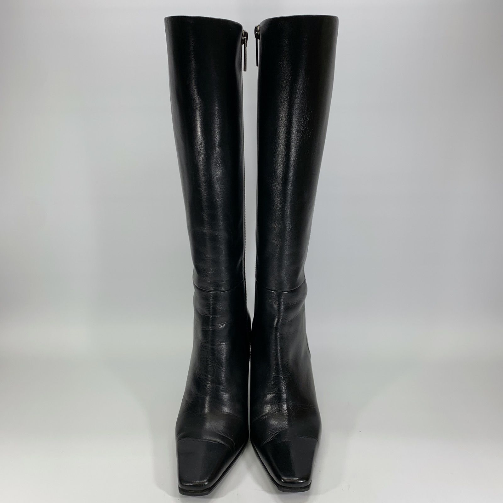 ◯ Pinky-Dianne ピンキー-ダイアン ロングブーツ ブラック スクエアトゥ 35 22.5 黒