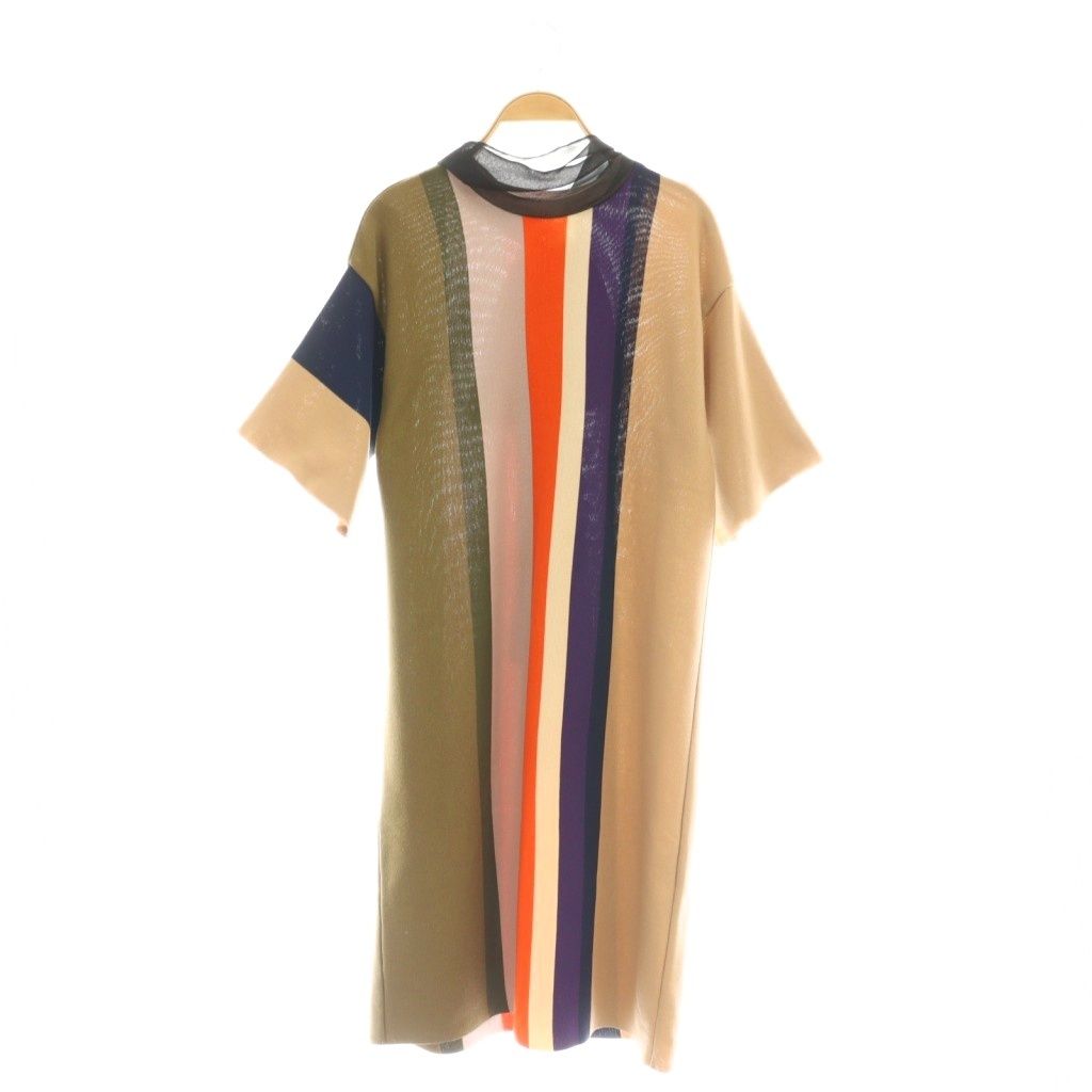 アキラナカ AKIRA NAKA ニットワンピース ひざ丈 ストライプ 2 マルチカラー |DF GY 57