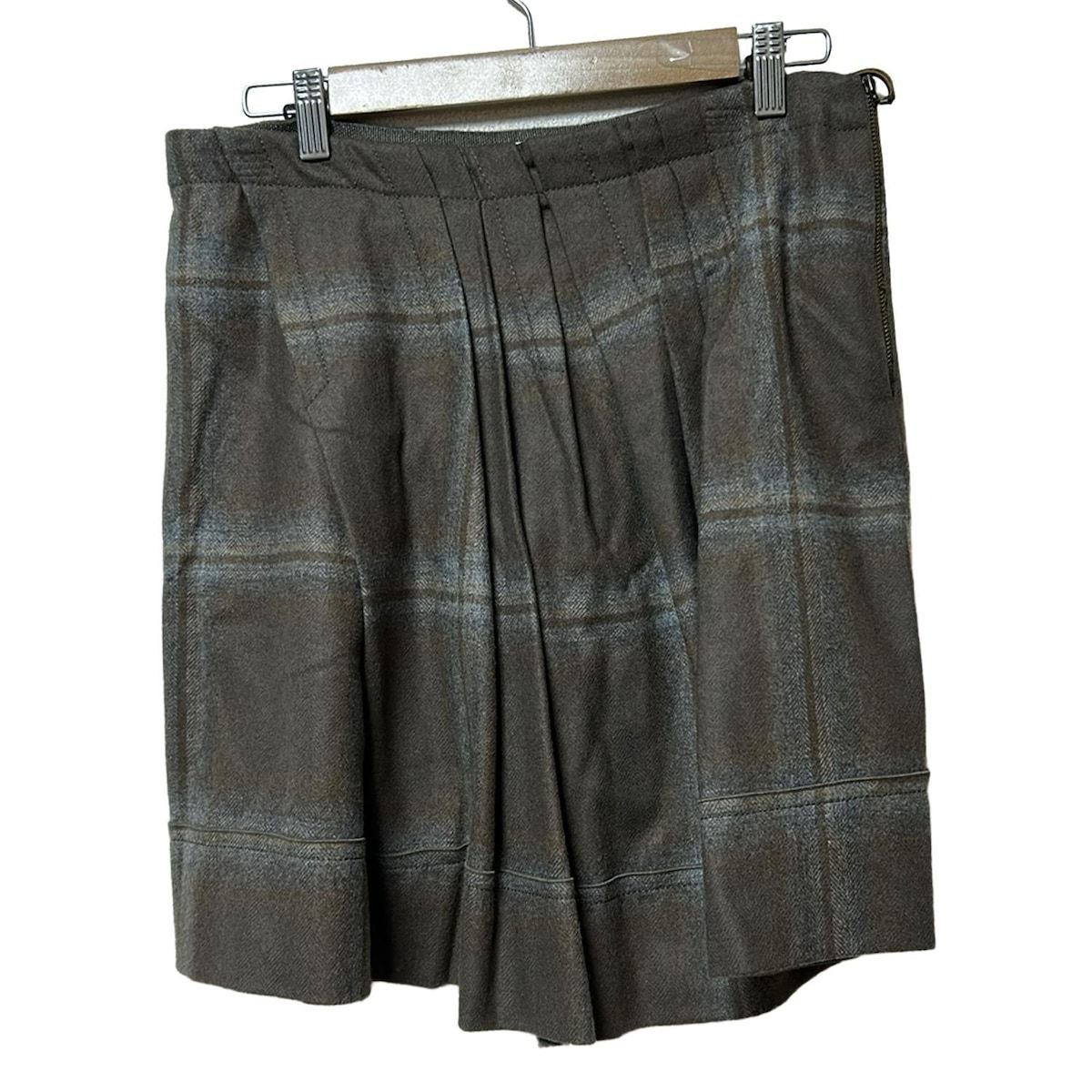 ブルネロクチネリ スカート サイズ42 i レディース ダークブラウン ライトグレー ベージュ ひざ丈 チェック柄