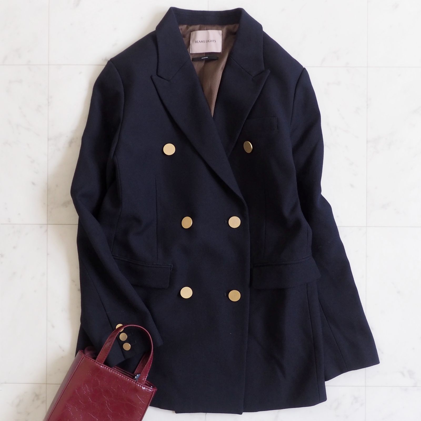 ビームスライツ テーラードジャケット 38 ネイビー ウール 金ボタン
