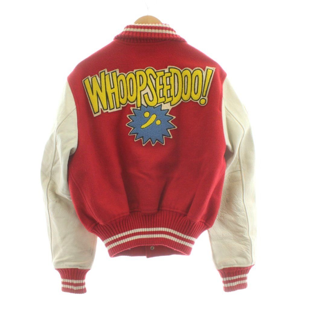 ヒステリックグラマー GLAMOUR スタジャン ブルゾン ワッペン ウール F 赤 レッド ベージュ 2 AB-1135 |KU