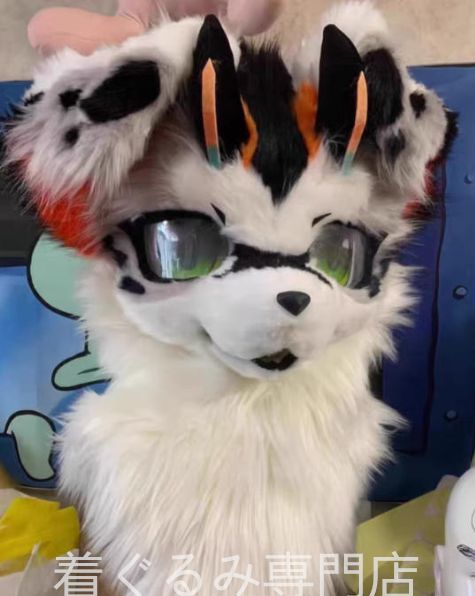 着ぐるみ ケモノ体 フルスーツ セット 黒 犬 垂れ耳 全頭ヘッド ファースーツ ぬいぐるみ コスプレ コスチューム