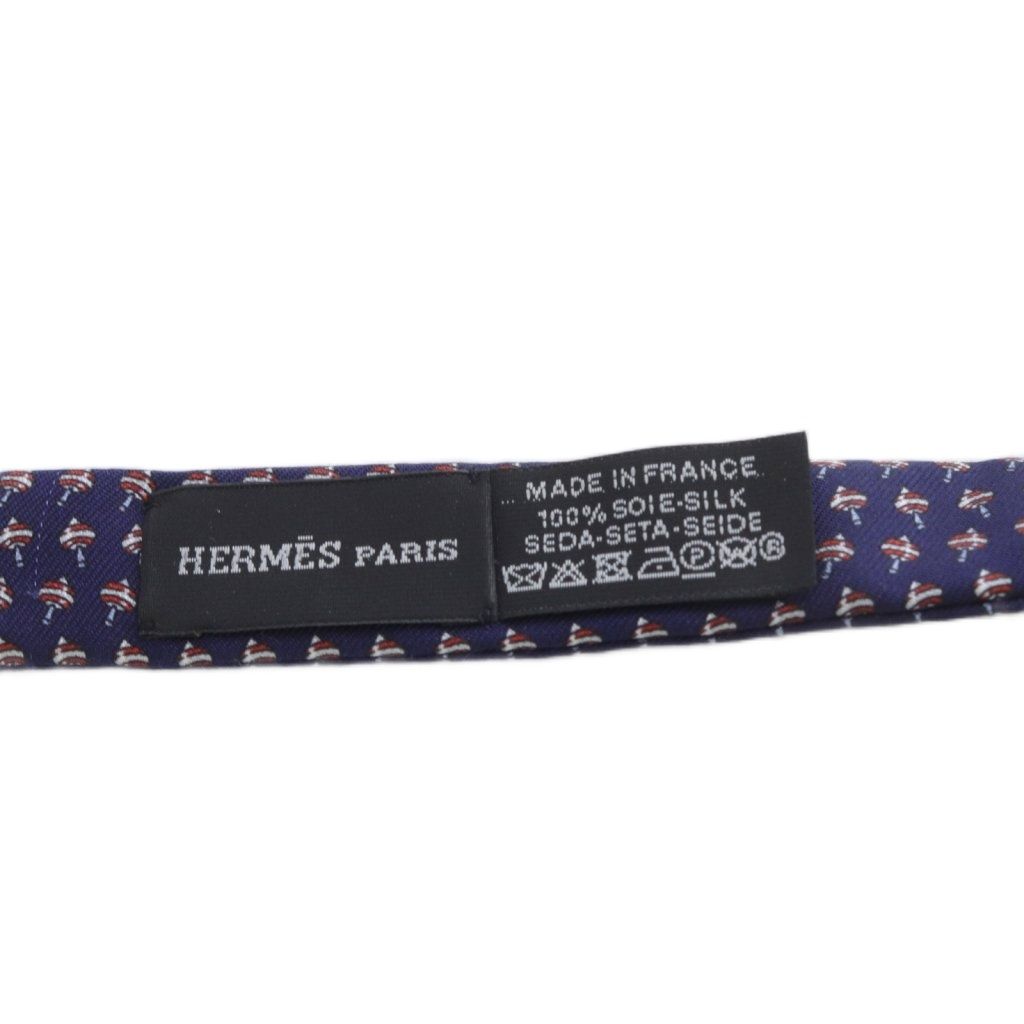 エルメス HERMES 蝶ネクタイ 総柄 シルク 紺 ネイビー - メルカリ