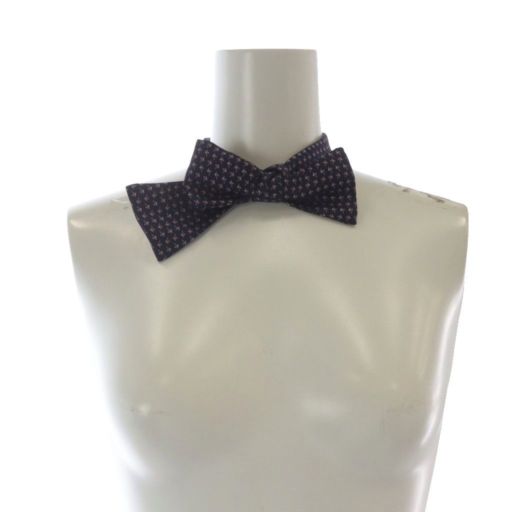 エルメス HERMES 蝶ネクタイ 総柄 シルク 紺 ネイビー - メルカリ