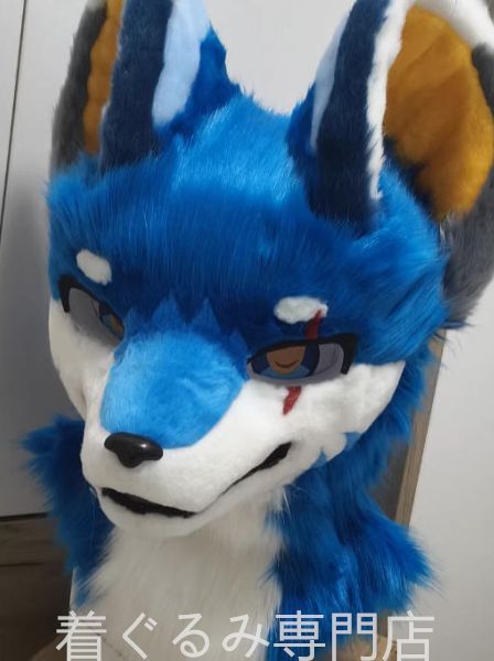 着ぐるみヘッド 犬 紺色 全頭ヘッド ケモノ ファースーツ ぬいぐるみ コスプレ コスチューム kigurumi