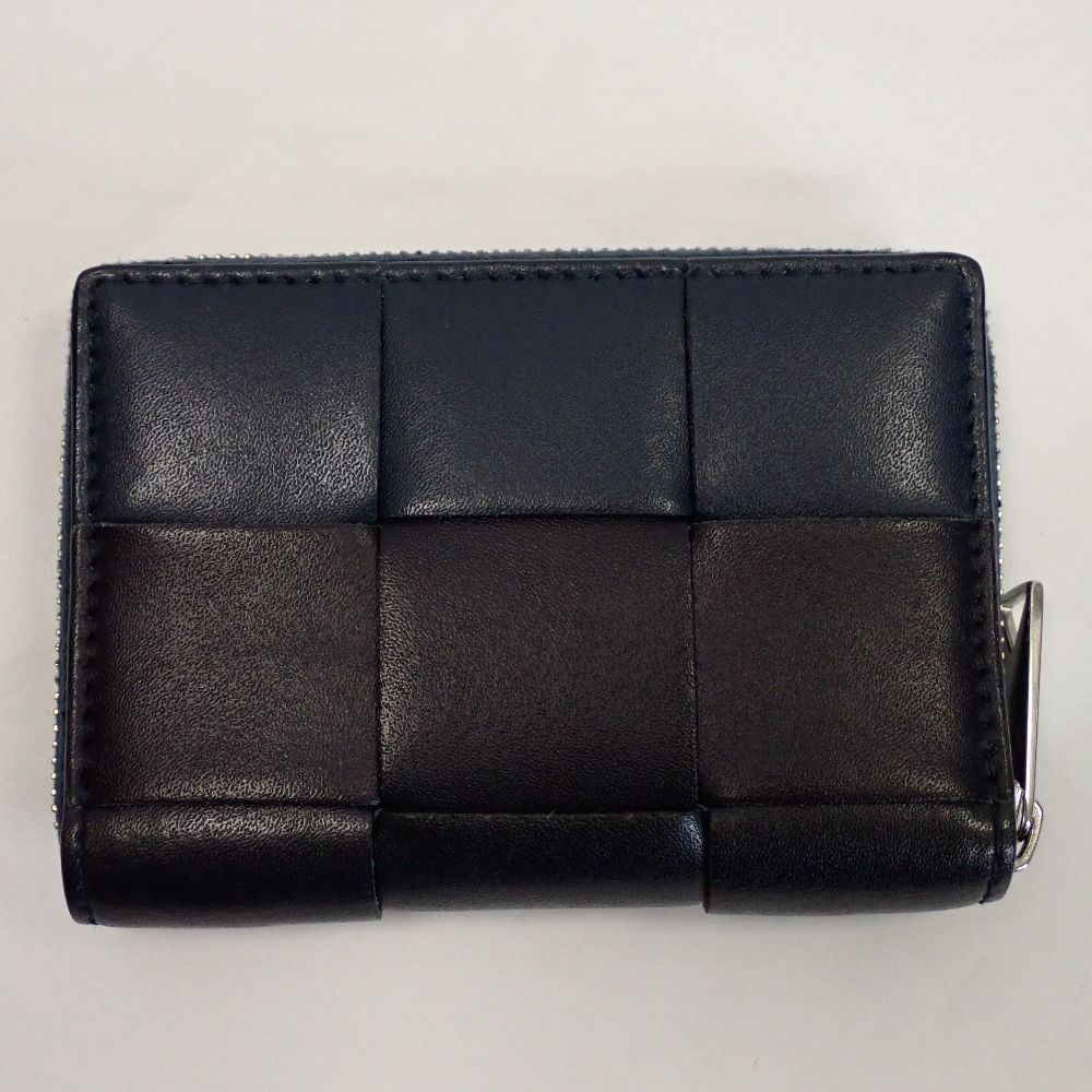 Th 1002802 ボッテガヴェネタ マキシイントレチャート カセット ファスナー付きコインパース ネイビー系 バイ コインケース 財布 BOTTEGAVENETA