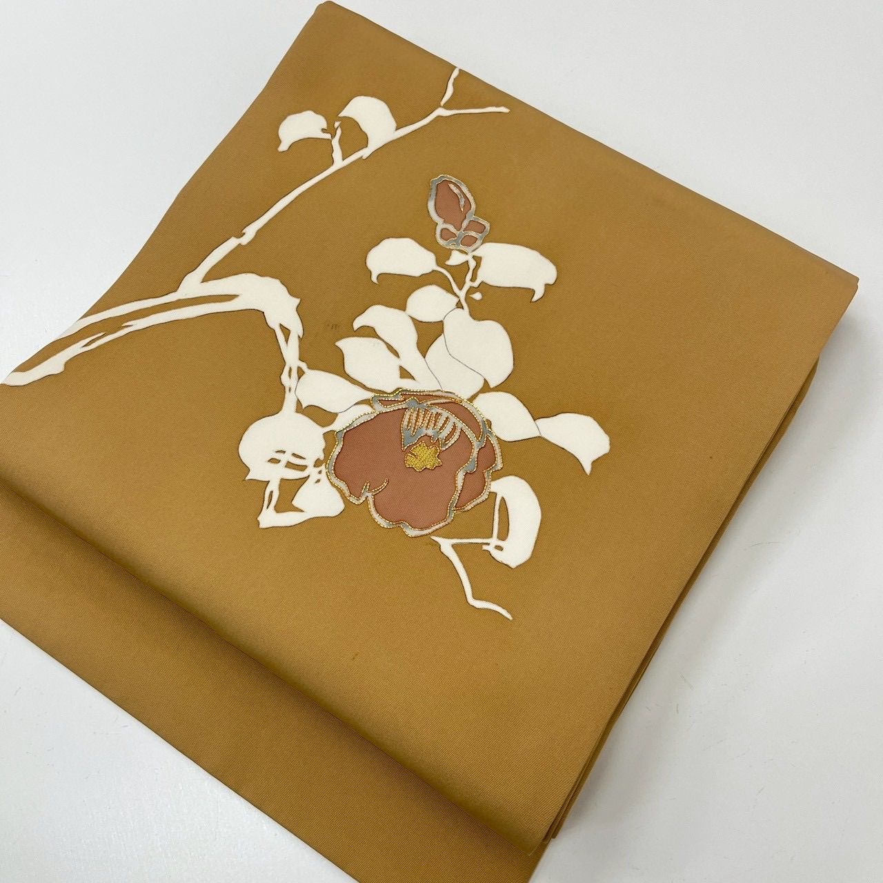 名古屋帯　九寸　染め帯　塩瀬　結び文に菊と芝　金駒　日本刺繍　正絹 名古屋帯 塩瀬 美しい染め 花に金駒刺繍 九寸 正絹 MA-2342 - メルカリ