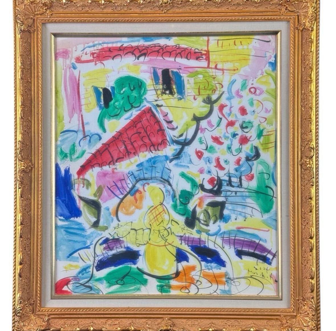 宗像敏男 フォンテーヌ メロディー 油彩 F 10号 2004年制作 共シール 福岡県出身 絵と音楽の融合 日仏活動