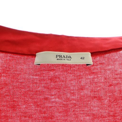 【中古】プラダ PRADA カーディガン 長袖 シングル ノーカラー Vネック 42 L 赤 レッド ■GY18 /MQ レディース プラダ PRADA カーディガン 長袖 シングル ノーカラー Vネック 42 L 赤