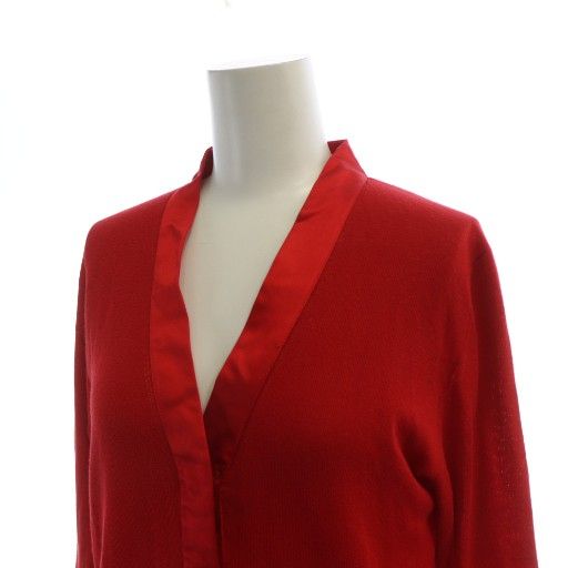 プラダ PRADA カーディガン 長袖 シングル ノーカラー Vネック 42 L 赤 プラダ PRADA カーディガン 長袖 シングル ノーカラー Vネック 42 L 赤