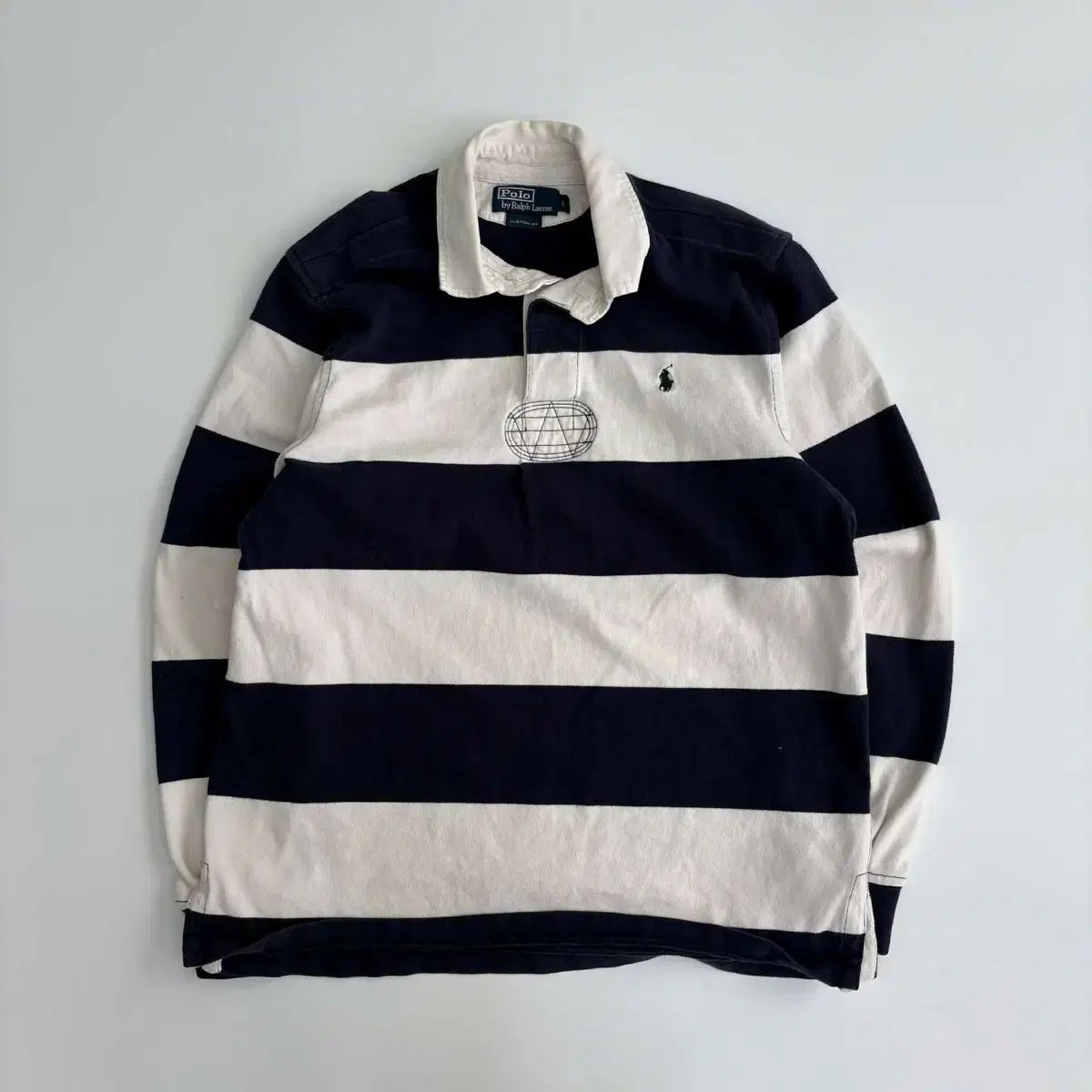 ポロ ラルフローレン ストライプ シグネチャー ラグビーシャツ (L)
