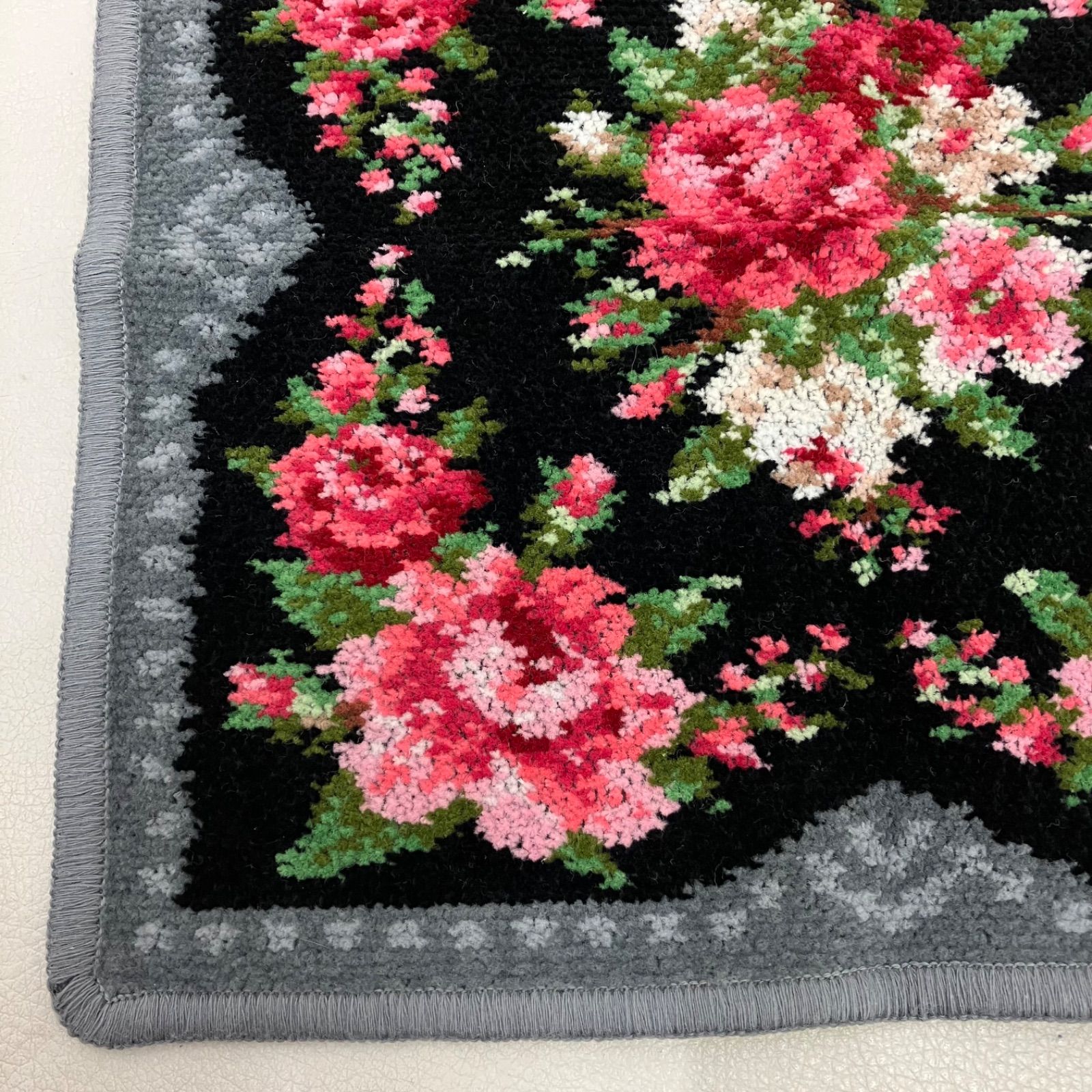 6926 FEILER フェイラー ハンカチ ブラック 黒 グレー ピンク 花柄