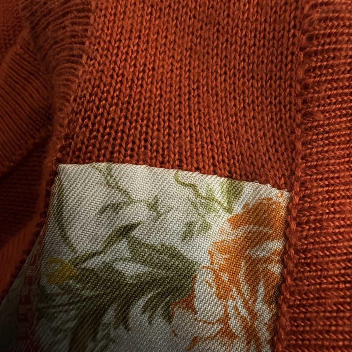  ETRO エトロ ノースリーブカットソー サイズ44 L レディース - オレンジレッド×白×マルチ 異素材切り替え 花柄 ノースリーブ Tシャツ カットソー