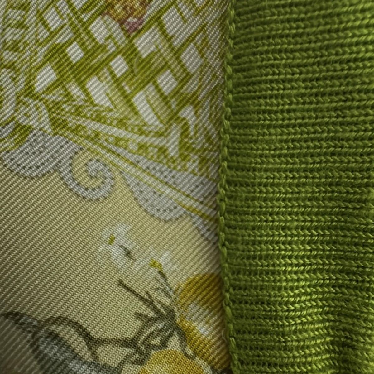  ETRO エトロ ノースリーブカットソー サイズ42 M レディース - イエローグリーン×白×マルチ 異素材切り替え 花柄 ノースリーブ Tシャツ カットソー