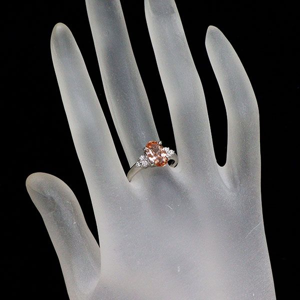 希少 Pt850 インペリアル トパーズ ダイヤモンド リング 2.41ct D0