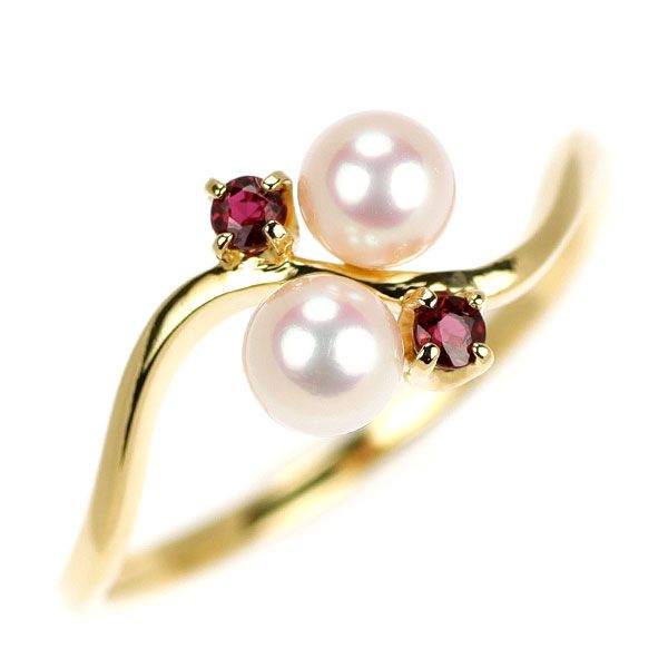 ミキモト K18YG ベビーアコヤ 真珠/パール ルビー リング 径約4.0mm