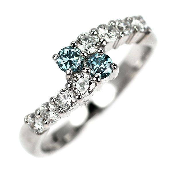 Pt900 トリートブルー ダイヤモンド リング 0.14ct D0.35ct - メルカリ