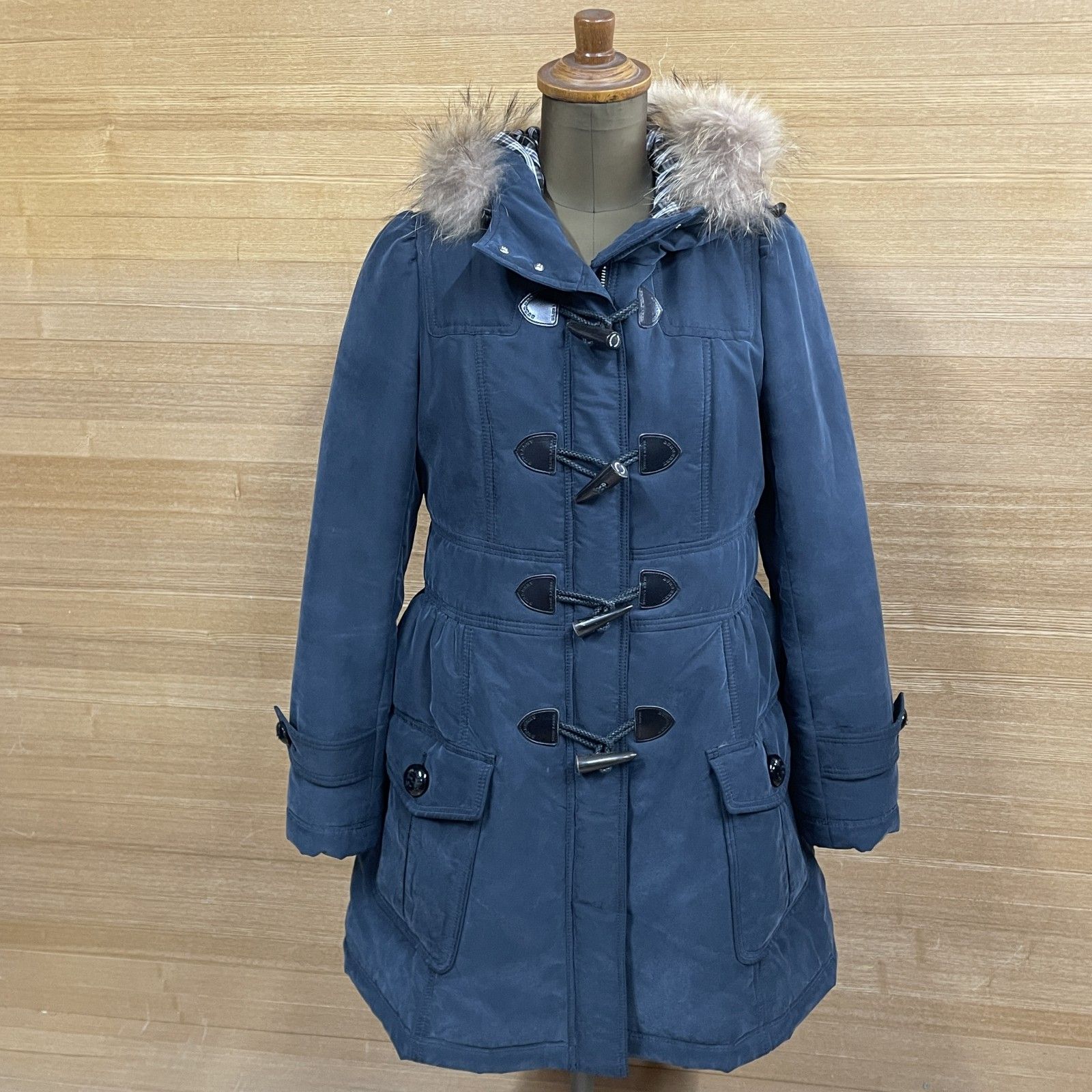 28 Burberry ブルーレーベル ラクーンファー ノバチェック 中綿