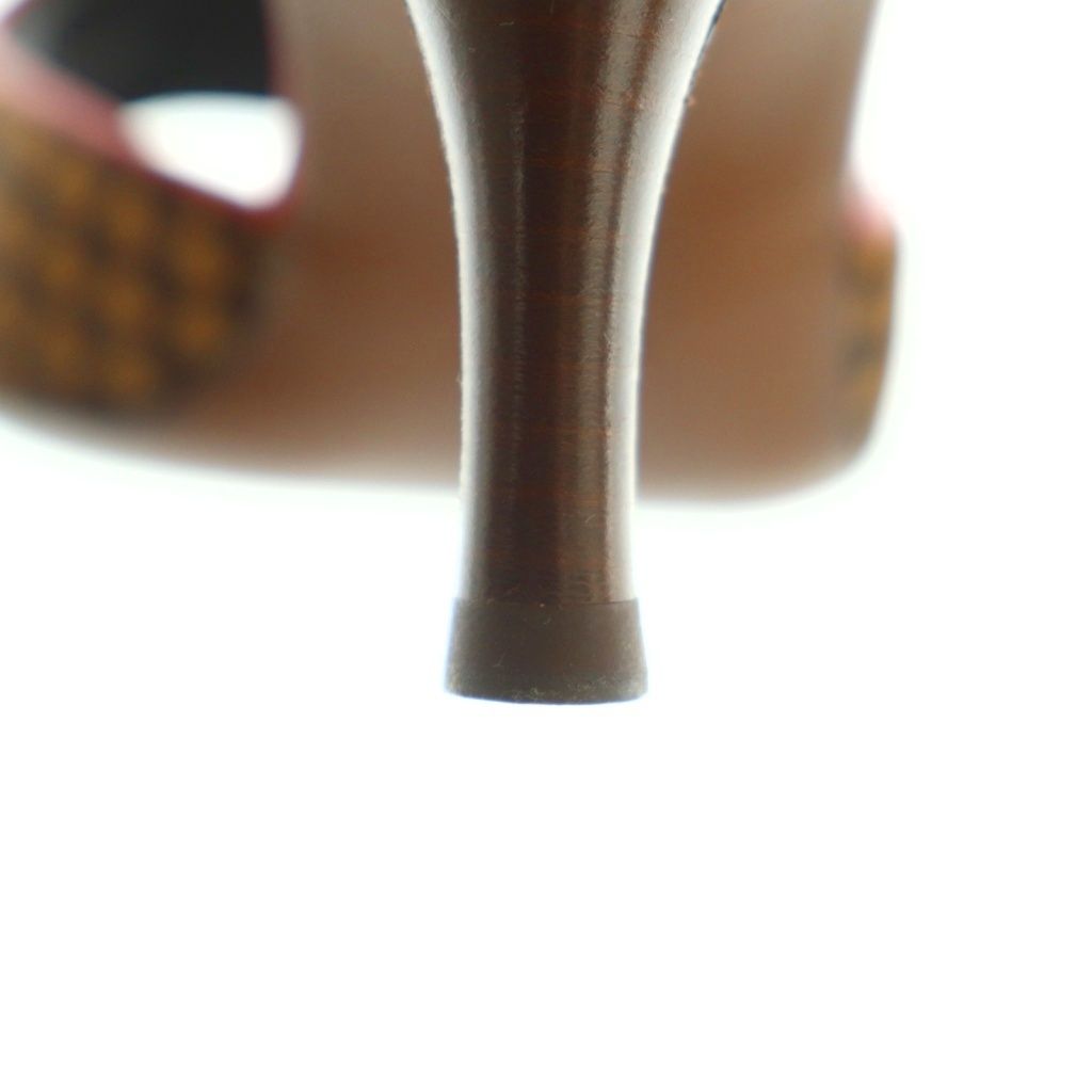  ルイヴィトン LOUIS VUITTON ダミエ ミュールサンダル ハラコ 37.5 24.0 cm レッド 赤 ブラウン AR 0055 MI OS ミュール サンダル ミュール