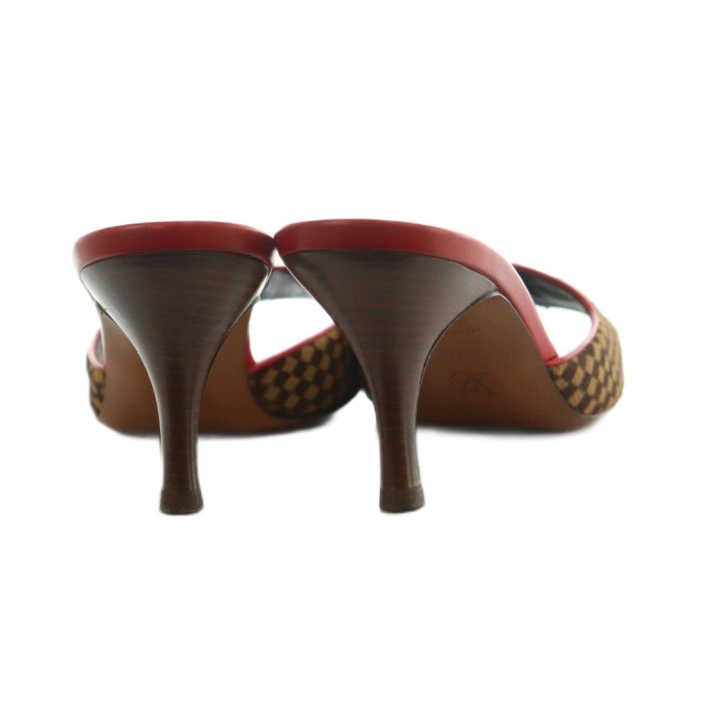 ルイヴィトン LOUIS VUITTON ダミエ ミュールサンダル ハラコ 37.5