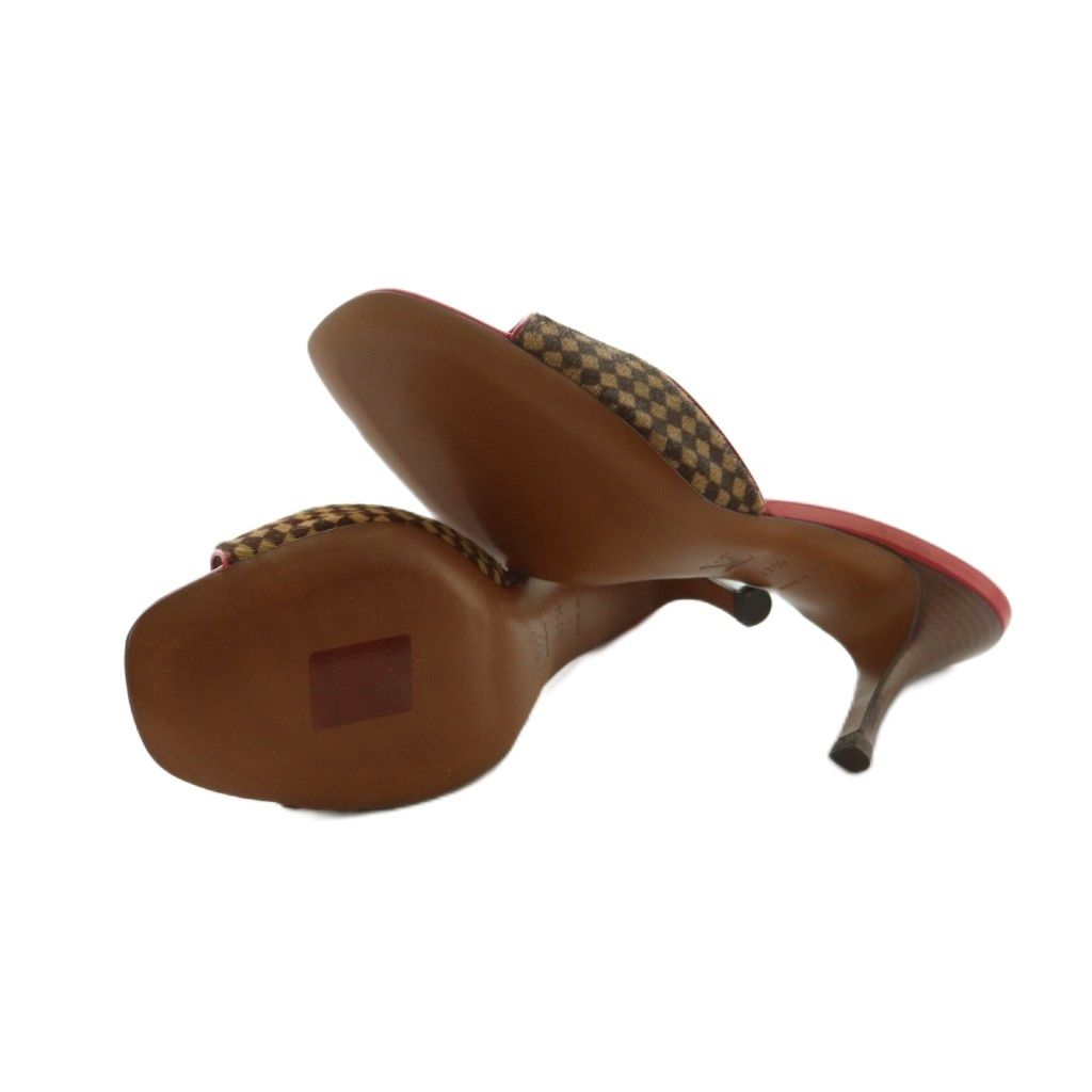 ルイヴィトン LOUIS VUITTON ダミエ ミュールサンダル ハラコ 37.5