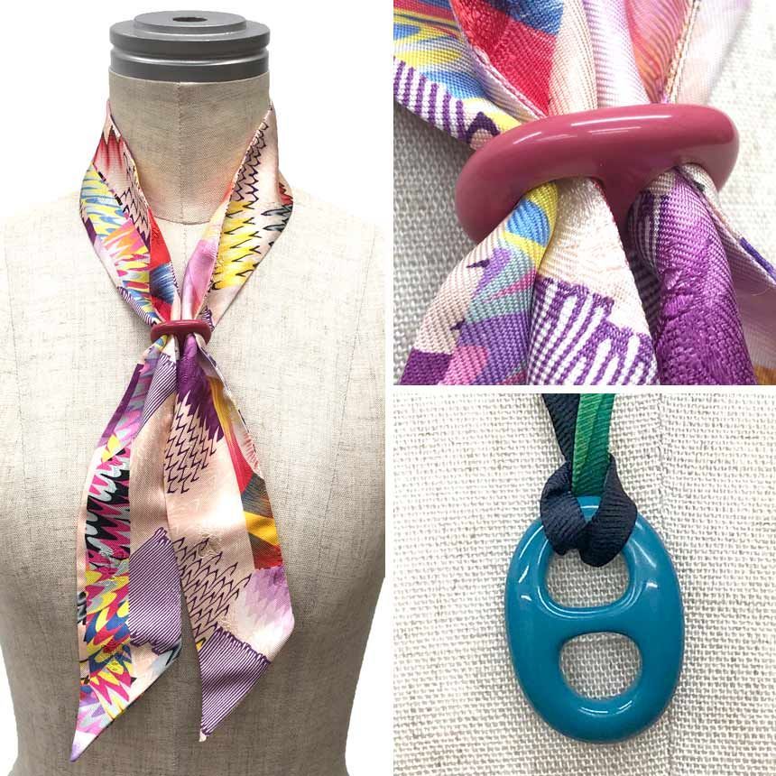 HERMES エルメス スカーフ シェーヌダンクル柄 HERMES エルメス シェーヌダンクル スカーフリング 3点セット スカーフ