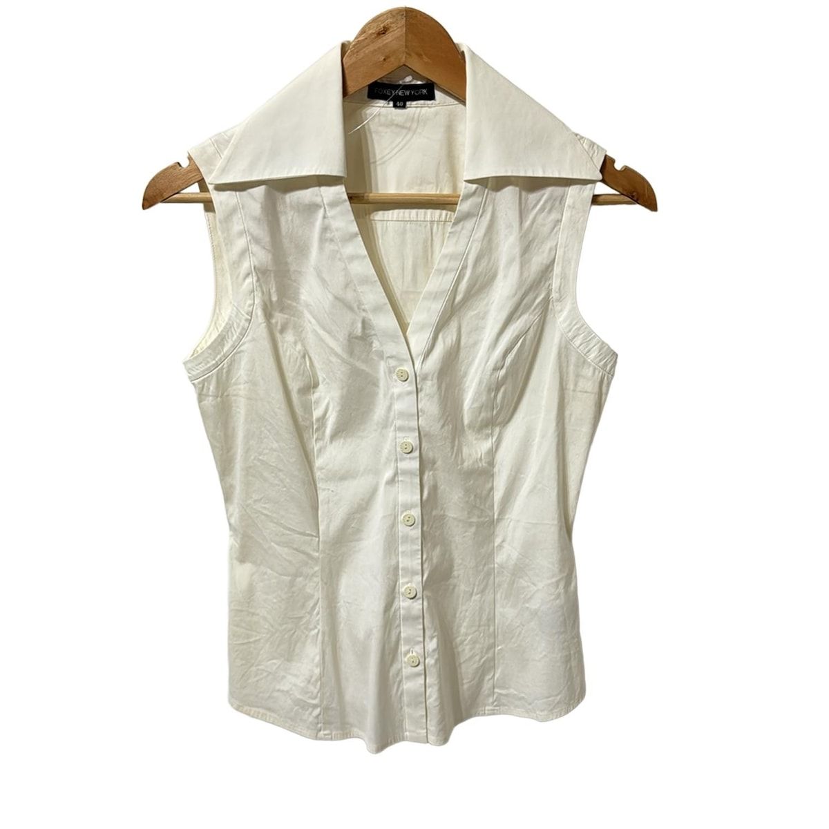 FOXEY YORK フォクシーニューヨーク ノースリーブシャツブラウス サイズ40 M レディース - 19480 白