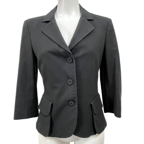 フェンデイFENDIレザー装飾ウールスカートフォーマルスーツセットアップ黒40 フェンデイFENDIレザー装飾ウールスカートフォーマルスーツ