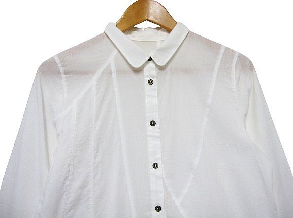 センソユニコ シャツチュニック ブラウス フ デザイン ラウンド 切替デザイン 白 Mサイズ38 管理番号 -251208-203 198