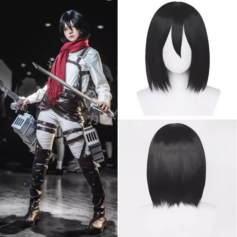 送料無料】進撃の巨人 三笠・アッカーマン コスプレ ウィッグ 黒