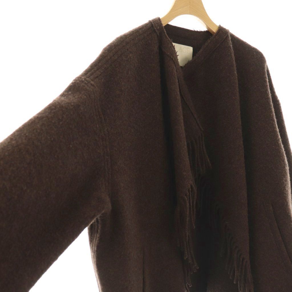  プラージュ Plage 23 AW MANTECO フリンジ ポンチョ アウター 38 ブラウン CX OS ポンチョ ケープコート ジャケット アウター