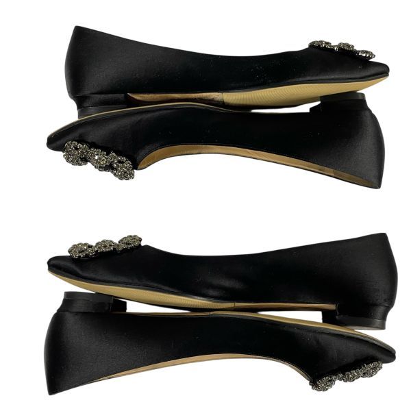 MANOLO BLAHNIK マノロブラニク サテンビジューフラットパンプス 36 