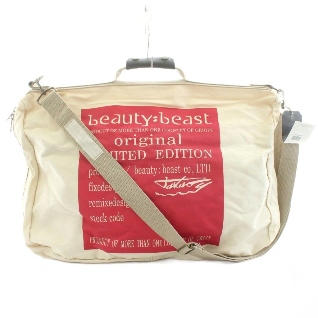 オルソービューティービースト 2 beauty beast ショルダーバッグ トートバッグ キャンバス ロゴ ベージュ 赤 レッド 172314 KU