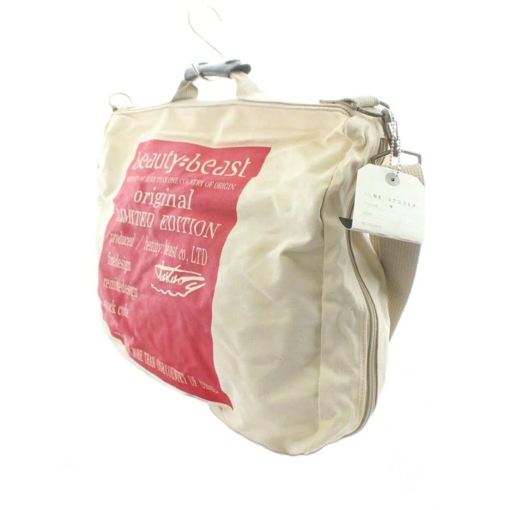 オルソービューティービースト 2 beauty beast ショルダーバッグ トートバッグ キャンバス ロゴ ベージュ 赤 レッド 172314 |KU