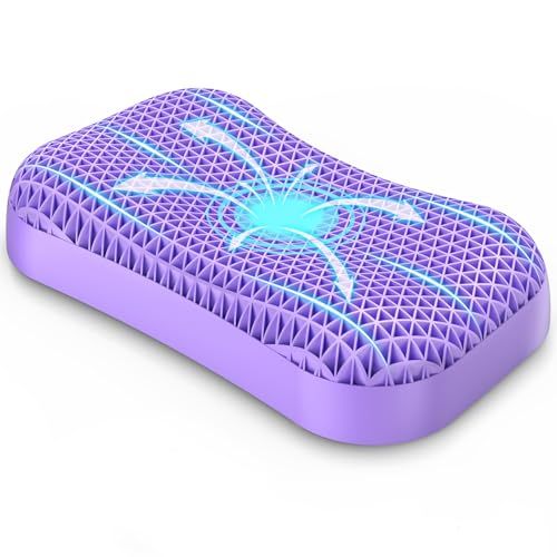 Dafeel 無重力ジェルピロー 枕 まくら【蝶枕】ジェルピロー枕 ハニカム枕 安眠枕 ジェル枕 無重力枕 ゲル枕 高反発枕 人間工学 丸洗いOK 体圧分散 立体構造 ふわふわ柔らかい（62*31*11/12cm 重4.1KG）紫灰po 52f2ab18