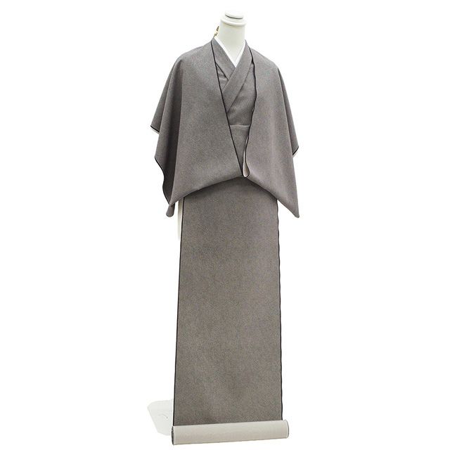 江戸小紋 着物 着尺 反物 正絹 大名定め柄 黒紫 ベージュ 鮫 セミフォーマル カジュアル 袷 単衣 羽織 や コート にも お仕立てＯＫ 丹後ちりめん 日本の絹 春 秋 冬 小紋 未仕立て みやがわ sb 16744