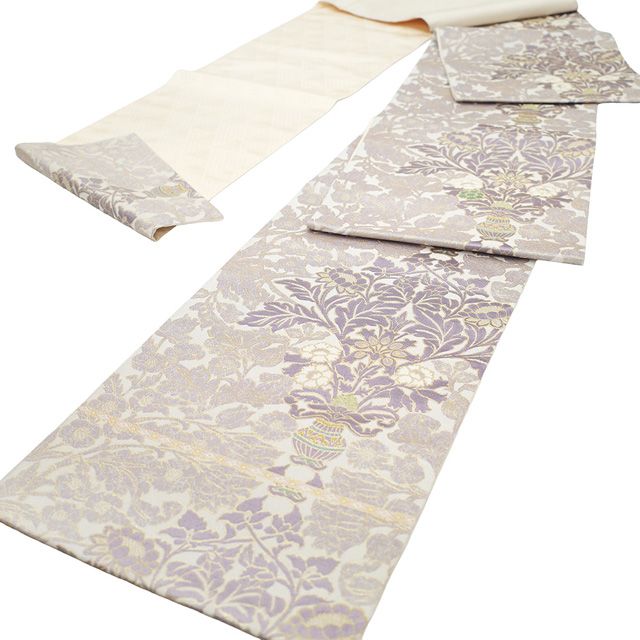 新古品】 袋帯 フォーマル 未使用 正絹 京都 西陣 織紫苑 金糸 銀通し