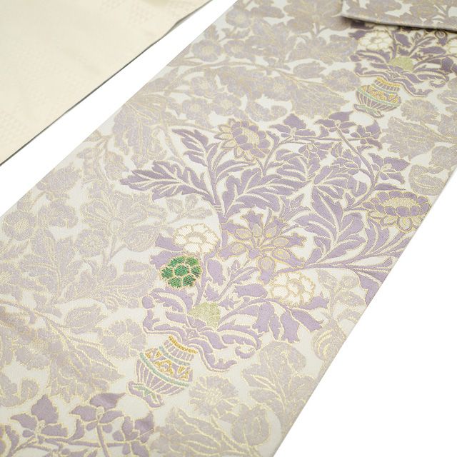 新古品】 袋帯 フォーマル 未使用 正絹 京都 西陣 織紫苑 金糸 銀通し