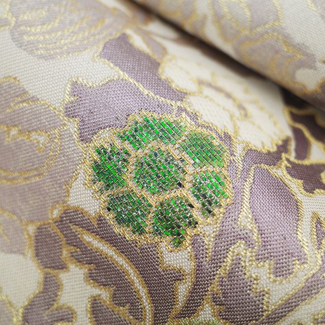 新古品】 袋帯 フォーマル 未使用 正絹 京都 西陣 織紫苑 金糸 銀通し